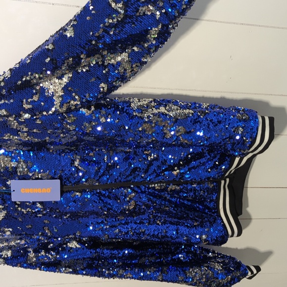 Sequin Zip-Front Hooded Jacket XXXL - Picture 2 of 5